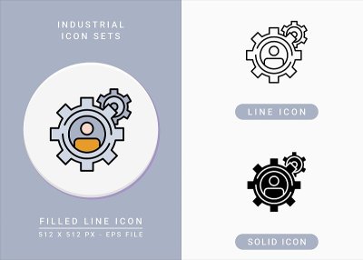 Industrial icons set vector illustration with soli