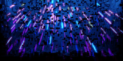 幻想像素块技术抽象背景现代场景概念3D插图