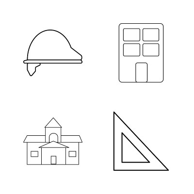 建筑和建筑简单的线性轮廓矢量图标集。