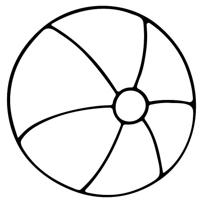 孩子们玩海滩游戏的玩具。球。草图。矢量插图。在孤立的白色背景上勾画轮廓。涂鸦风格。夏季运动会和游泳的