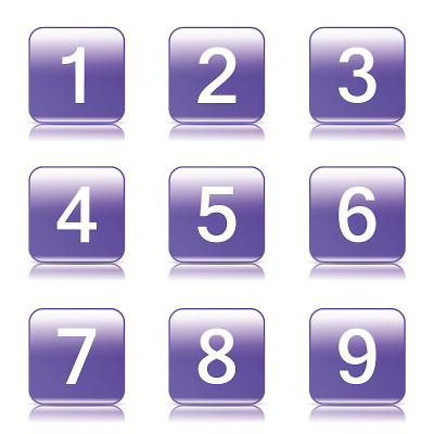数字计数方形向量紫罗兰图标设计集
