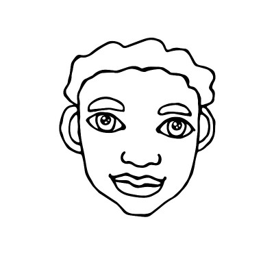 向量轮廓人脸的人。手绘线条艺术插图。一个男人，一个女人，一个男孩，一个女孩的头，以涂鸦的风格，孤立在