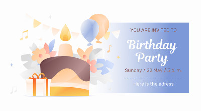 生日聚会水平传单模板