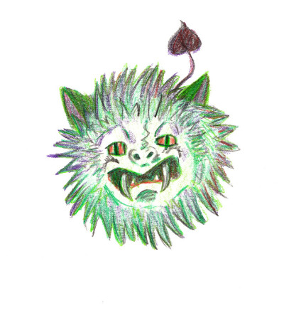 手绘插图的绿色丑陋的怪物在白色的背景。
