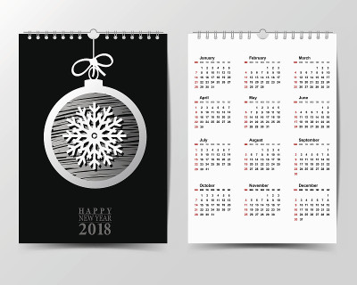 2018年日历模板。
