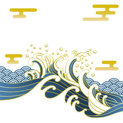 浮世绘风格的日本框架材料。