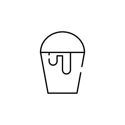 桶的油漆图标。移动概念和web应用插图的构建元素。细线图标用于网站设计和开发，应用程序开发