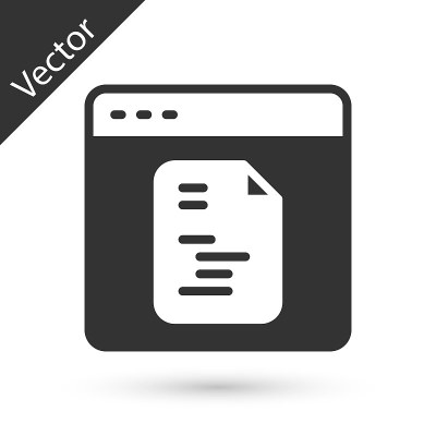 灰色软件，网页开发者编程代码图标孤立在白色背景上。Javascript是计算机随机脚本部分的程序代码
