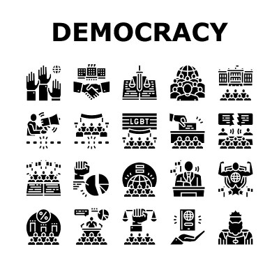 民主政府政治图标设置向量