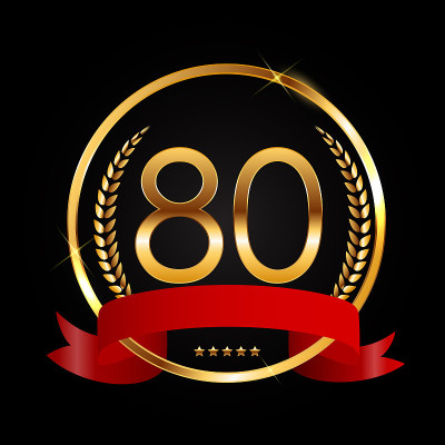 模板图标80周年矢量插图