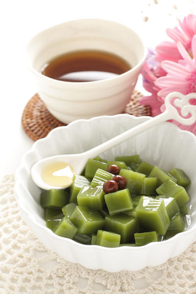 日本料理，绿茶冻