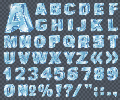 向量冰字母表。冰字母和数字符号