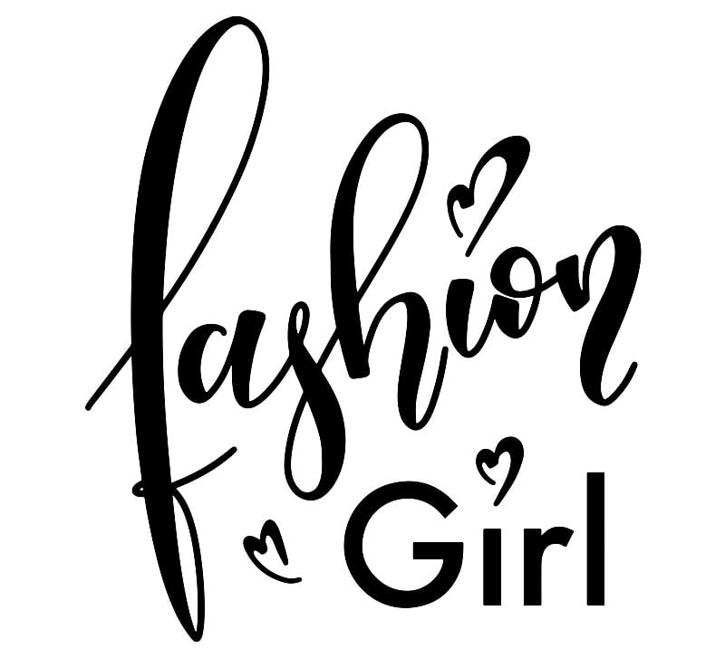 Fashion girl - black lettering, vector illustratio