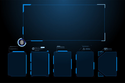 未来的矢量HUD界面屏幕设计。数码插图的编号标题。HUD UI GUI未来的用户界面屏幕元素设置。
