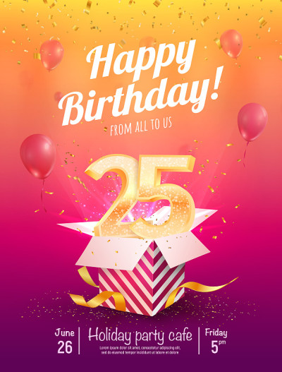 25周年矢量横幅模板。