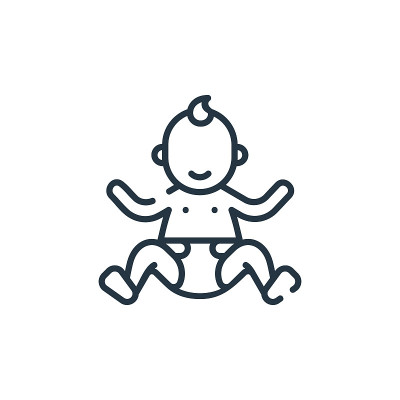 婴儿矢量图标孤立在白色背景。轮廓，细线宝贝图标，用于网站设计和移动，应用程序开发。细线宝贝轮廓图标矢