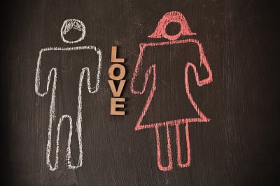 男女粉笔画