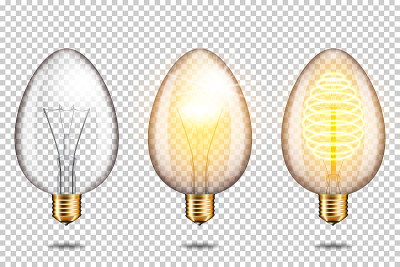 Set of Realistic transparent glowing vintage egg l