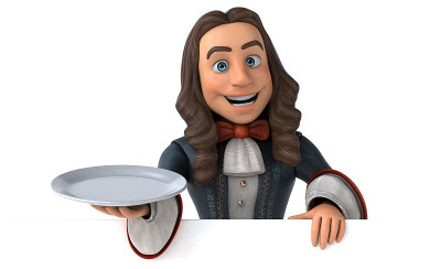 3D插图的卡通人在历史巴洛克服装