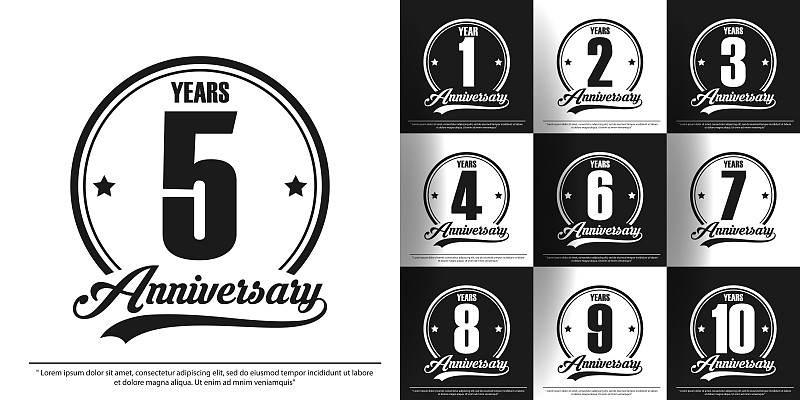 set of 1st-10th anniversary celebration emblem. bl