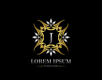 字母J金色豪华徽章Logo设计。优雅华丽的图标矢量设计。