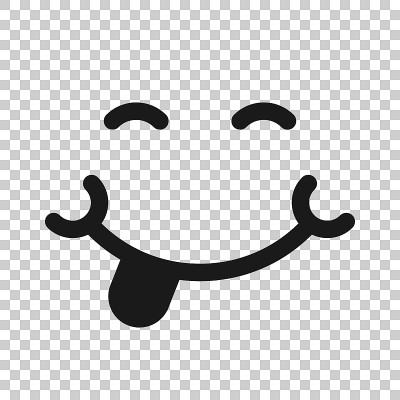 Smile face icon in transparent style. Tongue emoti