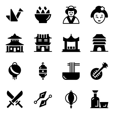 Japanese Culture Icons in Style Pack