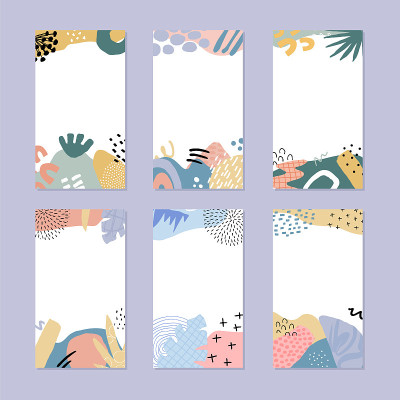 Set of abstract story backgrounds. Hand drawn natu
