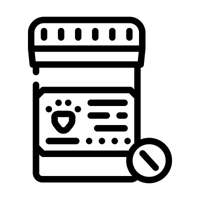 动物药丸线图标矢量插图黑色