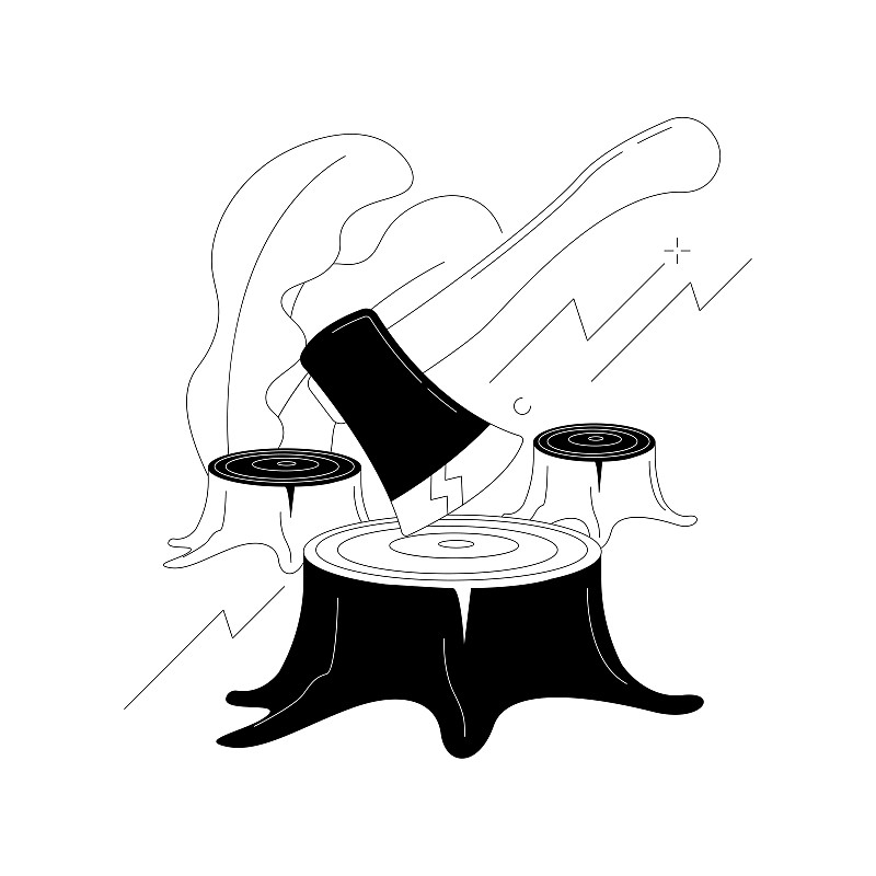 森林砍伐抽象概念矢量插图。