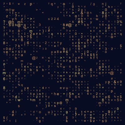 不同符号的抽象技术插图。抽象的代码表示。矢量图