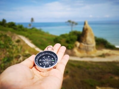 罗盘是一种用于导航和定位的仪器，它显示相对于地理基本方向或点的方向。有的利用磁能和风水来提升生活质量