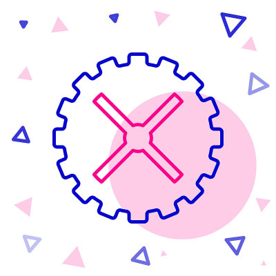 线自行车链轮曲柄图标隔离在白色的背景。色彩斑斓的轮廓的概念。向量