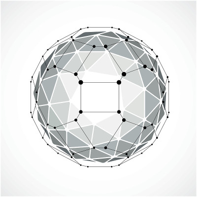 三维矢量数字线框球形物体使用三角形