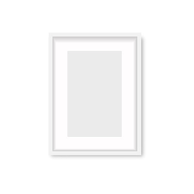 Realistic white wooden photo frame with soft shado