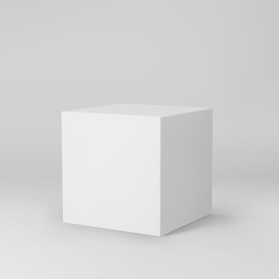 白色三维立方体与透视孤立在灰色背景。3d建模箱与照明和阴影。现实的矢量图标
