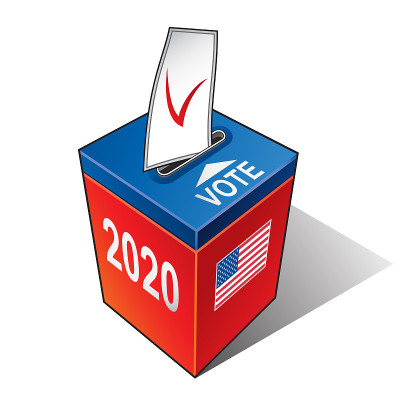US Presidential Election 2020. Ballot Box with Ins