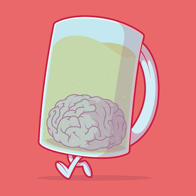 啤酒杯字符矢量插图。