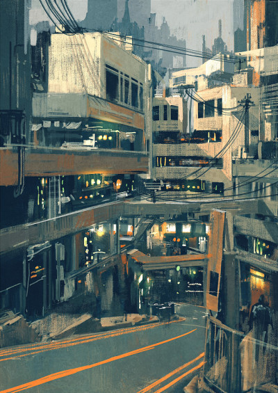 科幻城市景观与未来的建筑