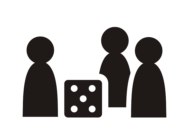 棋盘游戏人物和骰子在黑色和白色的设计，eps。