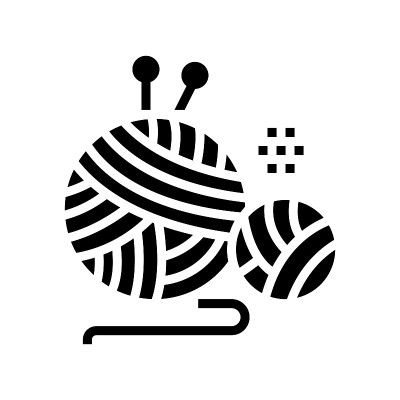 knitting tool glyph icon vector isolated illustrat