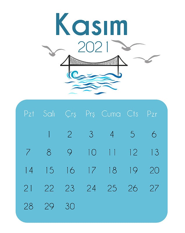 Calendar 2021, Turkish, Monday stock illustration