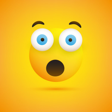 Emoji with Surprised Face, Open Mouth and Eyes