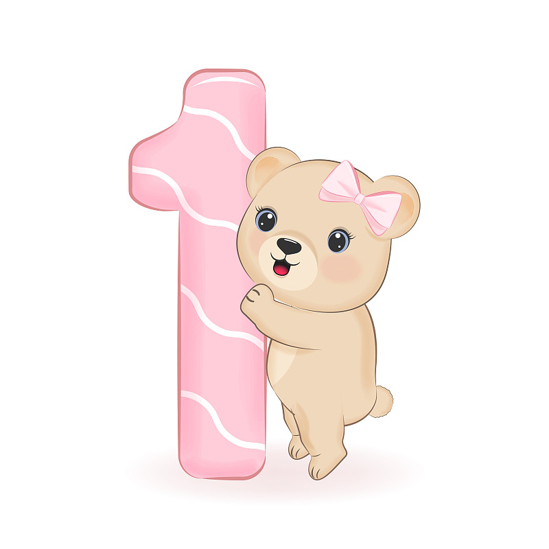 可爱的小熊，生日快乐1岁