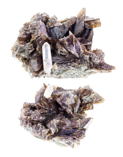 一套轴晶晶体切割在白色上