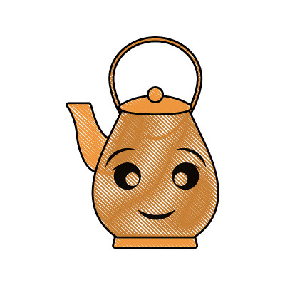 卡哇伊茶壶矢量插图