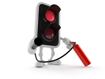 手持灭火器的红绿灯字符