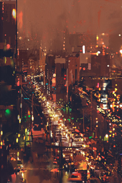 夜景与五彩缤纷的灯光