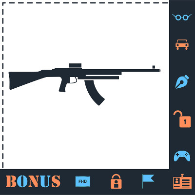 Machine gun icon flat