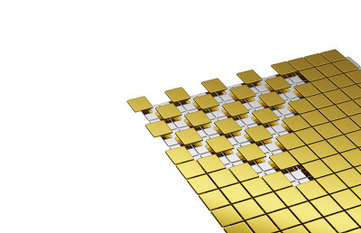 黄金和银色层堆叠在白色背景3d插图